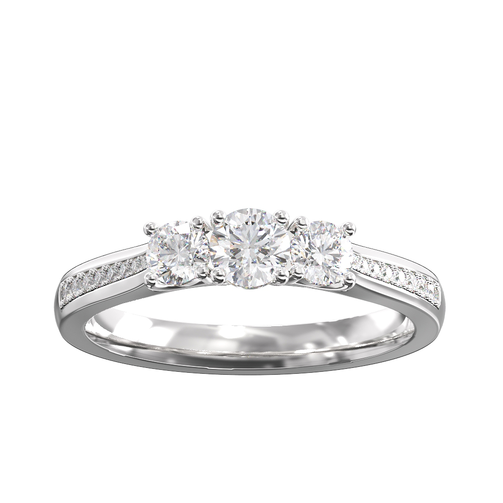 3st Graduated Pave Diamond ring 0.60ct 3 3st Graduated Pave Diamond ring 0.60ct - Image 3
