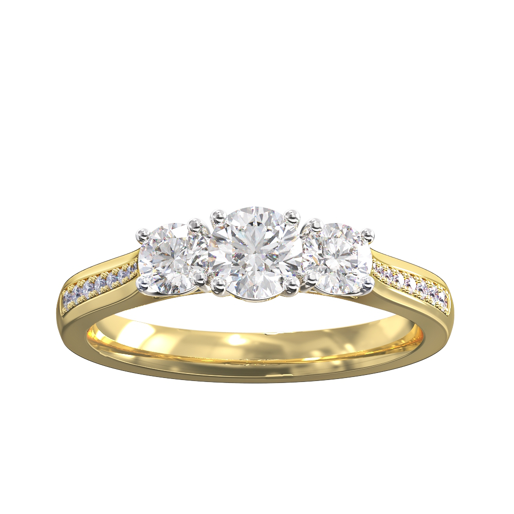 3st Graduated Pave Diamond ring 0.80ct