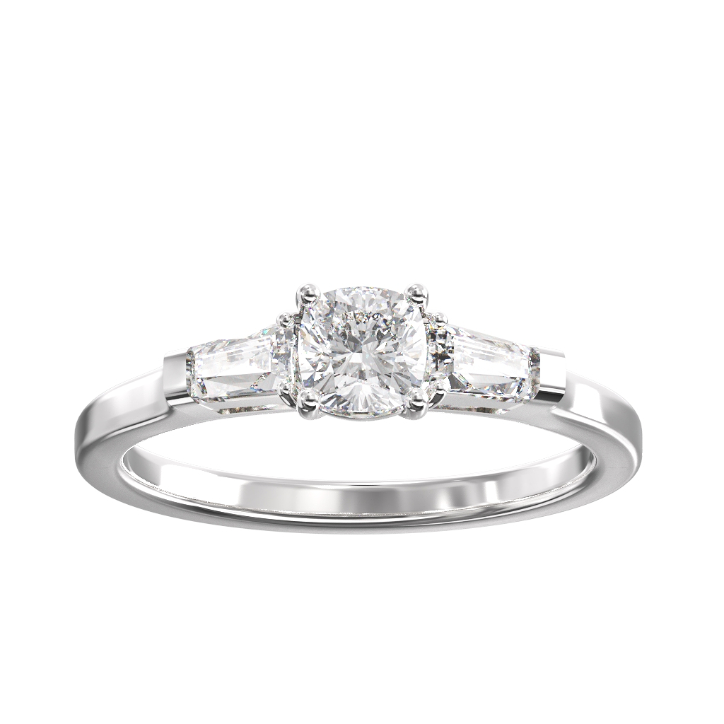 Cushion Diamond & Taper Shoulders Ring 4 Cushion Diamond & Taper Shoulders Ring - Image 4