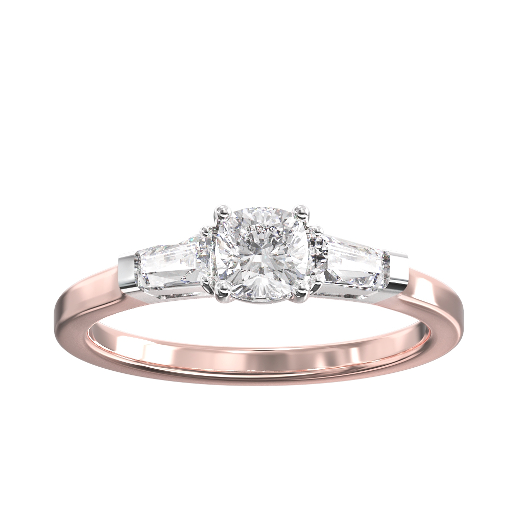 Cushion Diamond & Taper Shoulders Ring 2 Cushion Diamond & Taper Shoulders Ring - Image 2