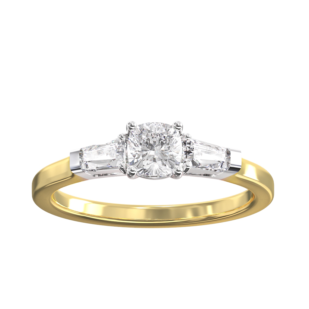 Cushion Diamond & Taper Shoulders Ring 1 Cushion Diamond & Taper Shoulders Ring