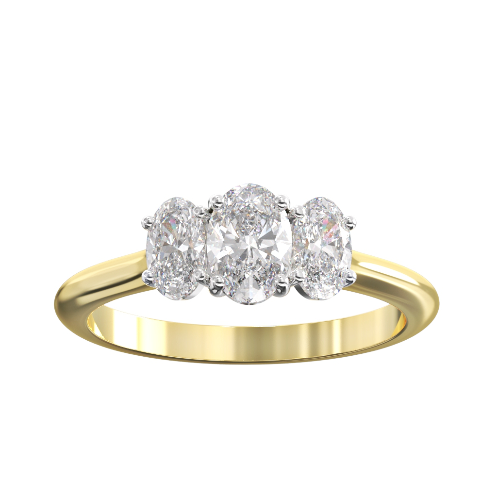 3st Graduated Oval Diamond Ring 1.00ct