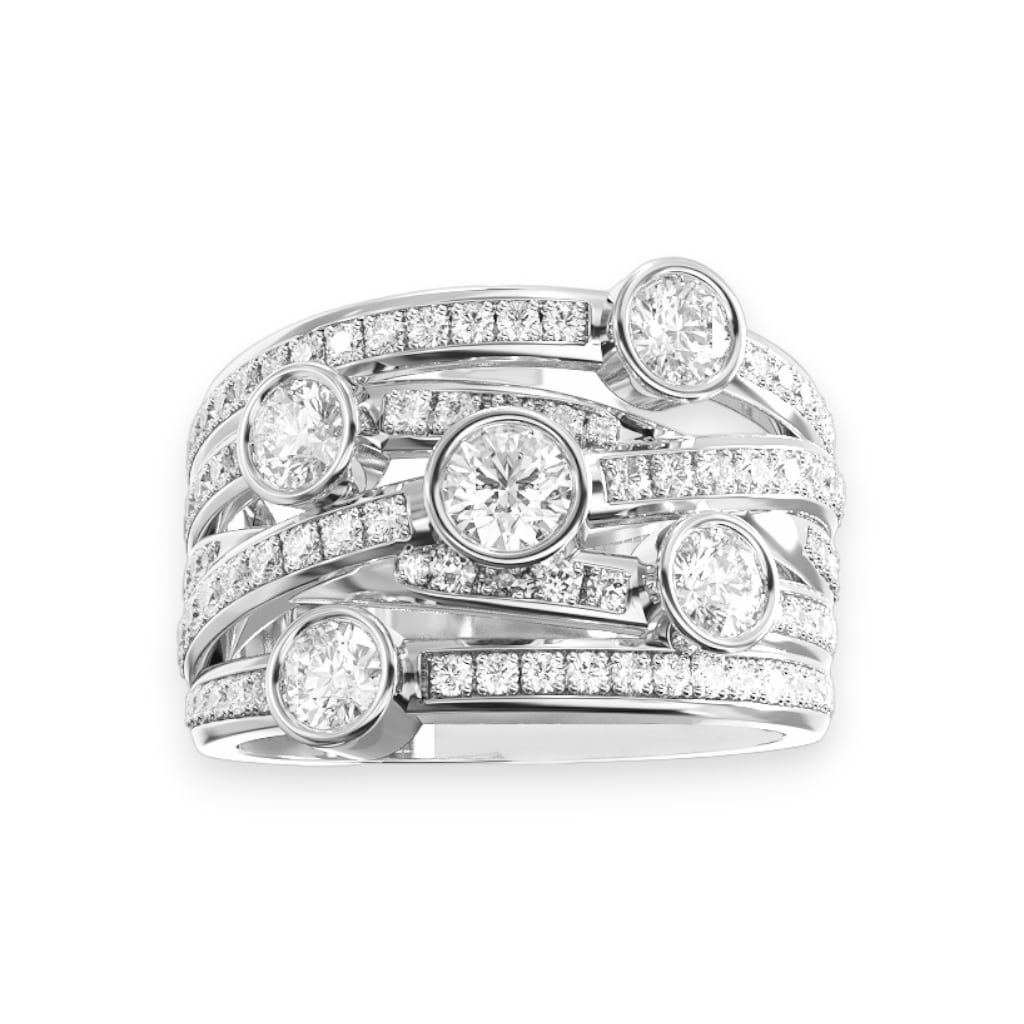 Dazzle, 5row Diamond Dress Ring