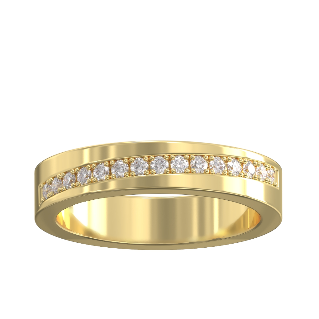 Square Offset Channel Pave Diamond Half Wedding/Eternity Ring 0.20ct