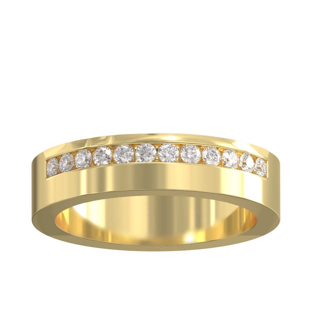 Square Offset Channel Diamond Half Wedding/Eternity Ring 0.25ct