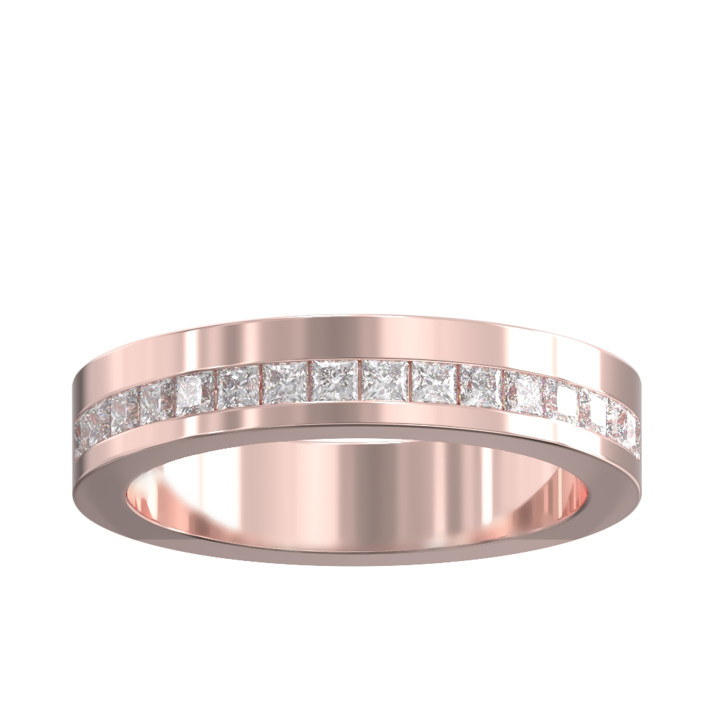 Channel Set Offset Princess Diamond Half Wedding/Eternity Ring 0.50ct 2 Channel Set Offset Princess Diamond Half Wedding/Eternity Ring 0.50ct - Image 2
