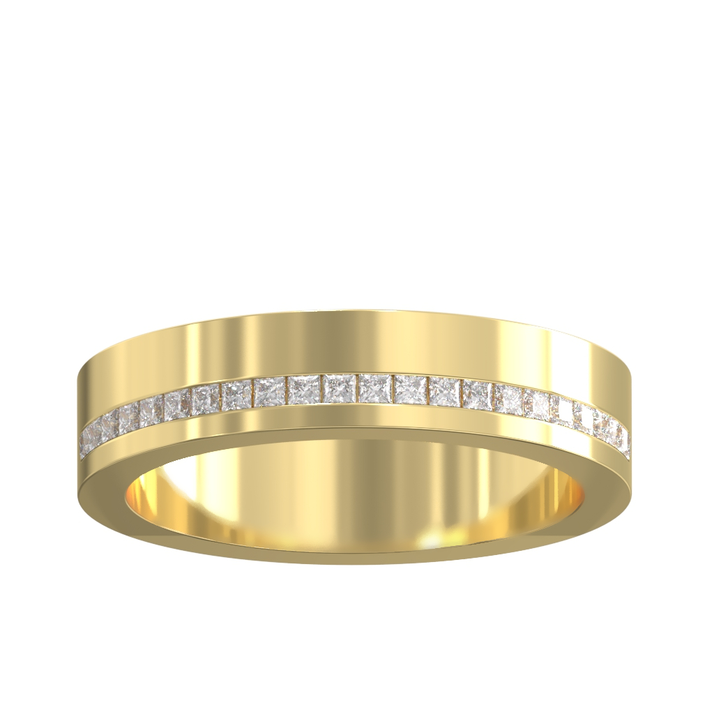 Channel Set Offset Princess Diamond Half Wedding/Eternity Ring 0.25ct