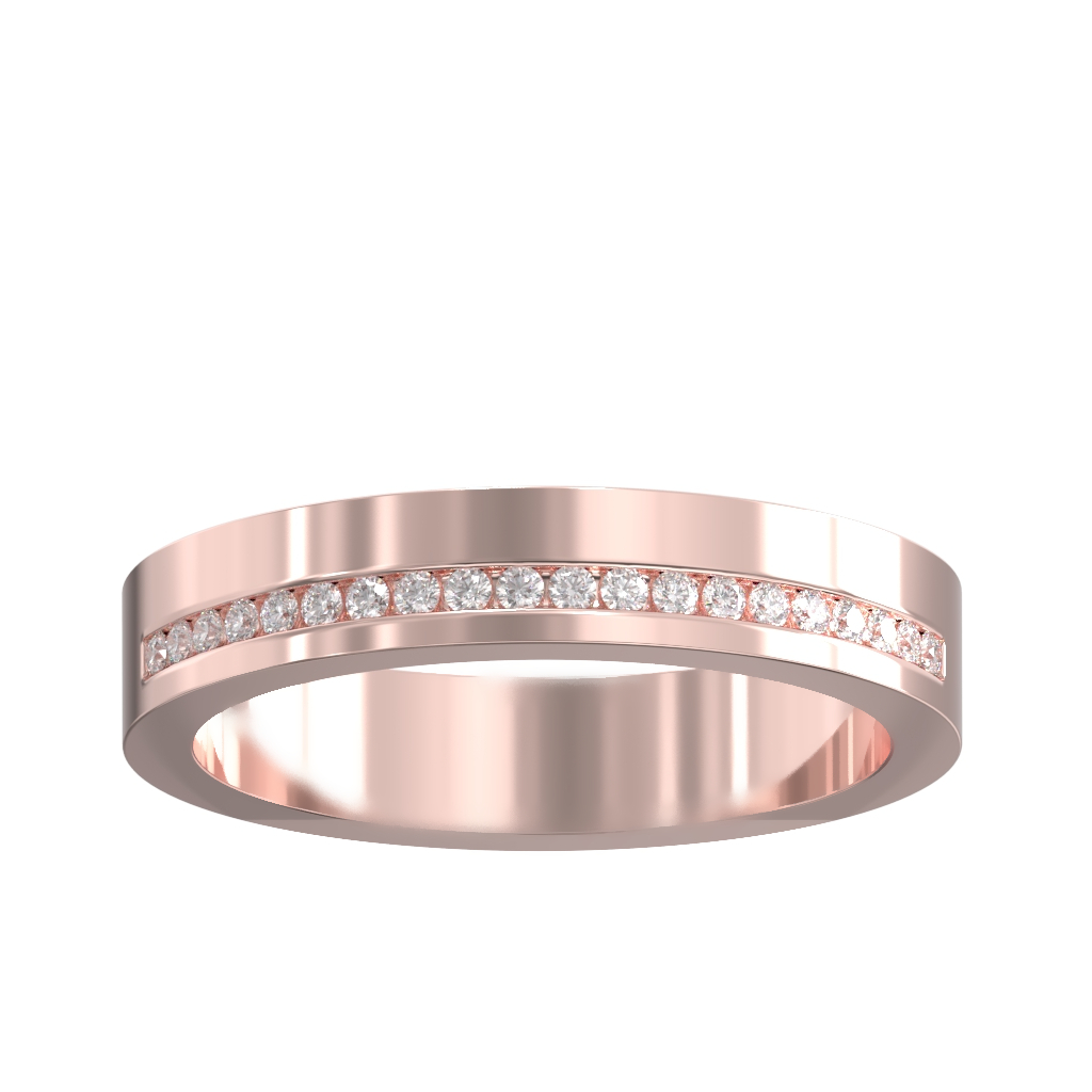 Square Offset Channel Diamond Half Wedding/Eternity Ring 0.12ct 2 Square Offset Channel Diamond Half Wedding/Eternity Ring 0.12ct - Image 2
