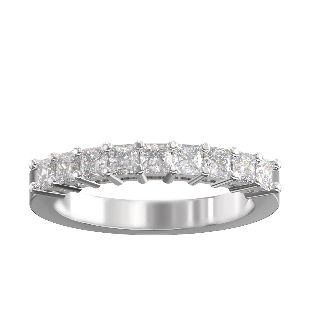 Claw Set Princess Diamond Half Wedding/Eternity Ring 1.00ct 4 Claw Set Princess Diamond Half Wedding/Eternity Ring 1.00ct - Image 4