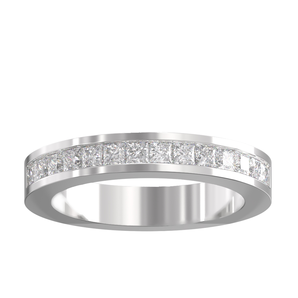 Channel Set Princess Diamond Half Wedding/Eternity Ring 0.75ct 3 Channel Set Princess Diamond Half Wedding/Eternity Ring 0.75ct - Image 3