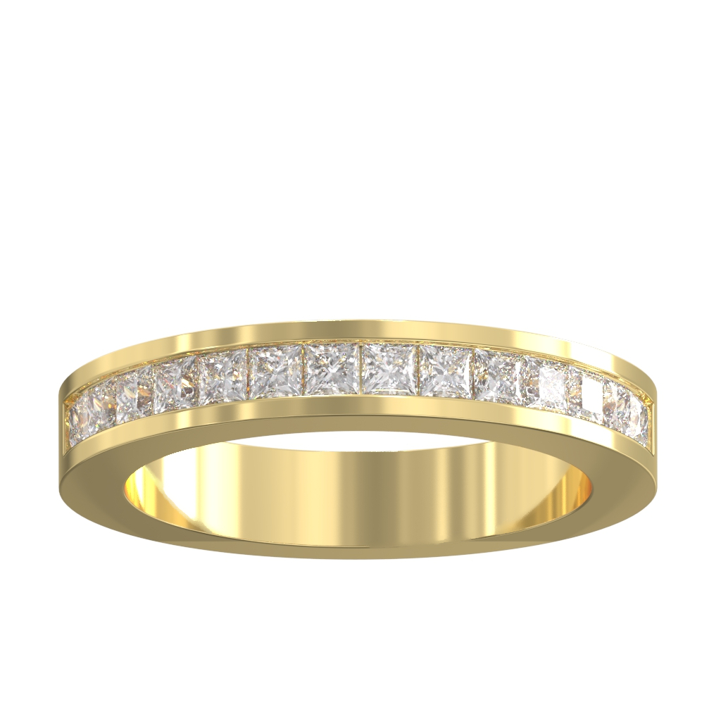 Channel Set Princess Diamond Half Wedding/Eternity Ring 0.75ct