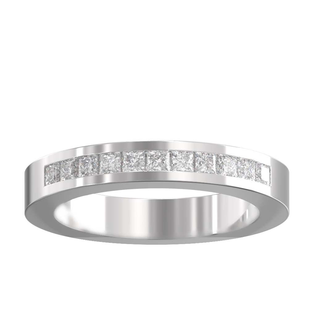 Channel Set Princess Diamond Half Wedding/Eternity Ring 0.50ct 3 Channel Set Princess Diamond Half Wedding/Eternity Ring 0.50ct - Image 3