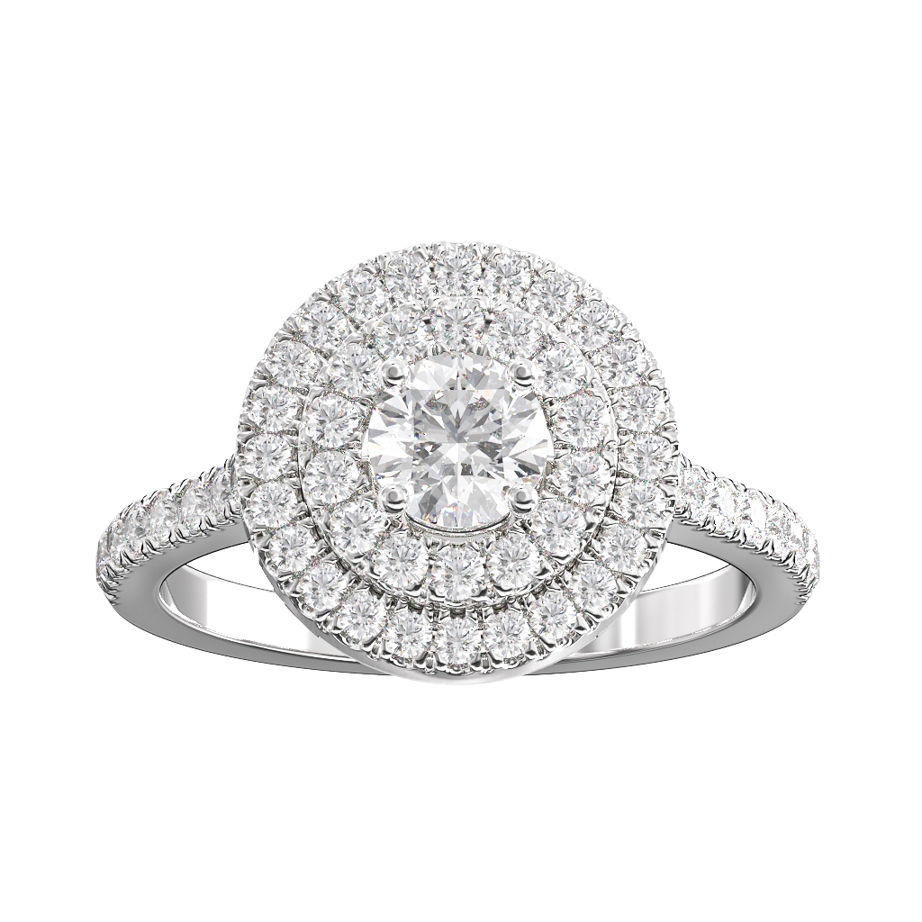 Brilliant Cut Diamond Double Halo Cluster ring 0.50ct centre 4 Brilliant Cut Diamond Double Halo Cluster ring 0.50ct centre - Image 4