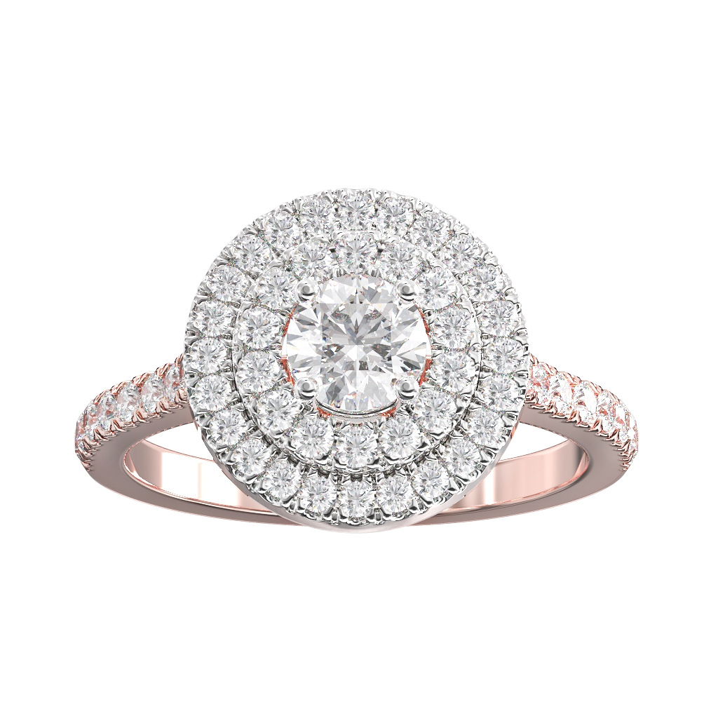 Brilliant Cut Diamond Double Halo Cluster ring 0.50ct centre 2 Brilliant Cut Diamond Double Halo Cluster ring 0.50ct centre - Image 2