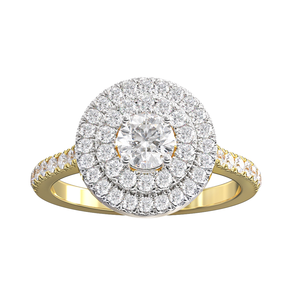 Brilliant Cut Diamond Double Halo Cluster ring 0.50ct centre 1 Brilliant Cut Diamond Double Halo Cluster ring 0.50ct centre