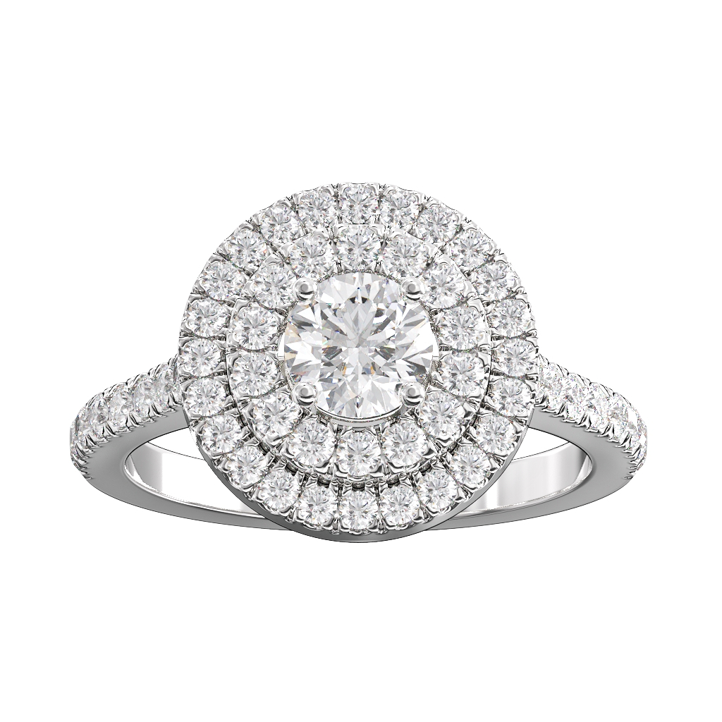 Brilliant Cut Diamond Double Halo Cluster ring 0.60ct centre 4 Brilliant Cut Diamond Double Halo Cluster ring 0.60ct centre - Image 4
