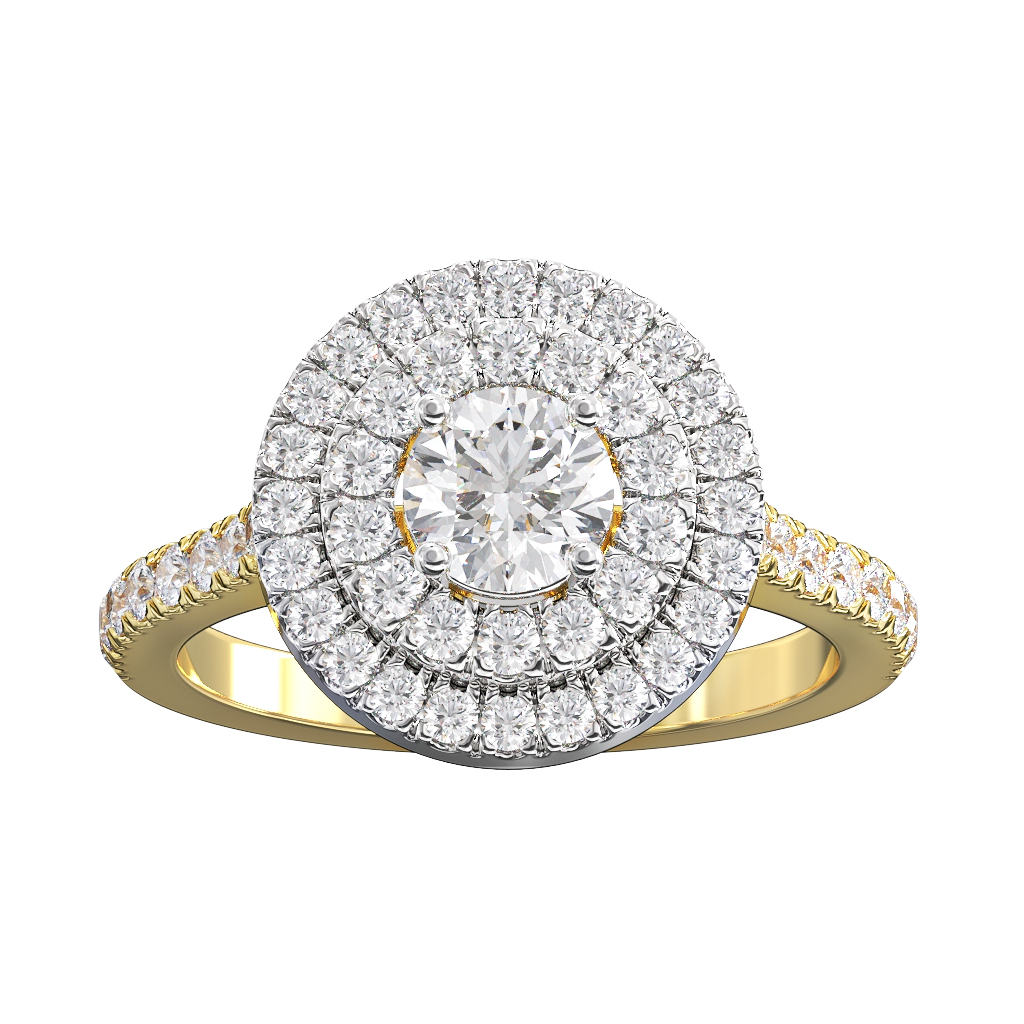 Brilliant Cut Diamond Double Halo Cluster ring 0.60ct centre