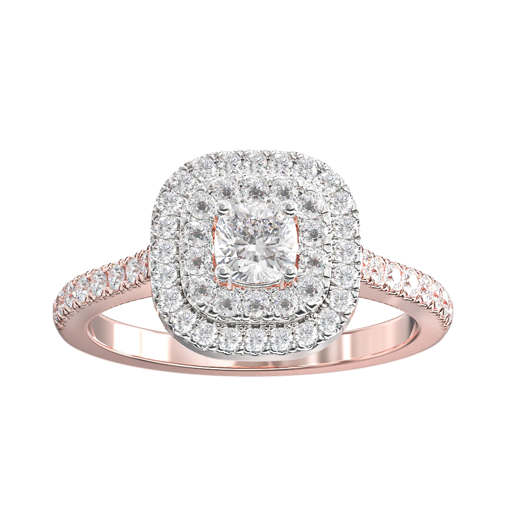 Cushion Cut Diamond Double Halo Cluster ring 0.30ct centre 2 Cushion Cut Diamond Double Halo Cluster ring 0.30ct centre - Image 2