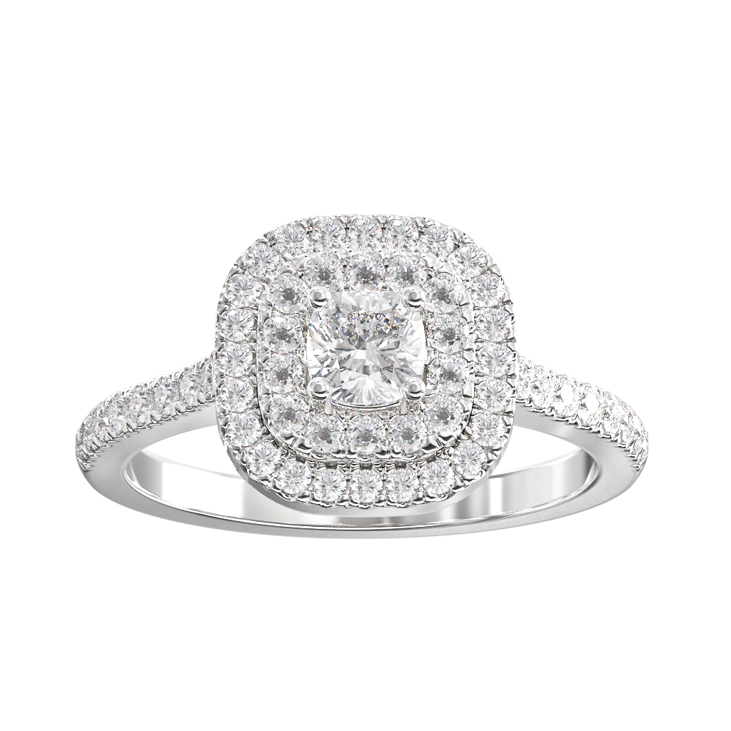 Cushion Cut Diamond Double Halo Cluster ring 0.30ct centre 3 Cushion Cut Diamond Double Halo Cluster ring 0.30ct centre - Image 3