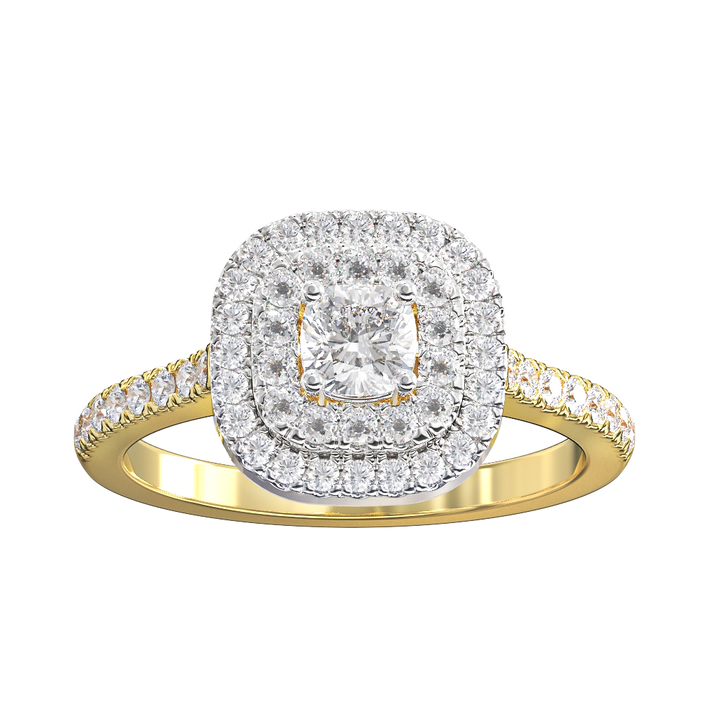 Cushion Cut Diamond Double Halo Cluster ring 0.30ct centre 1 Cushion Cut Diamond Double Halo Cluster ring 0.30ct centre
