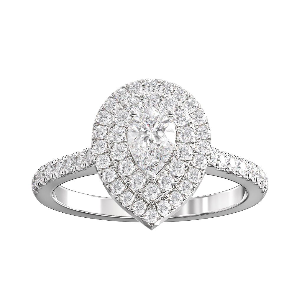 Pear Shape Diamond Double Halo Cluster ring 0.30ct centre 4 Pear Shape Diamond Double Halo Cluster ring 0.30ct centre - Image 4