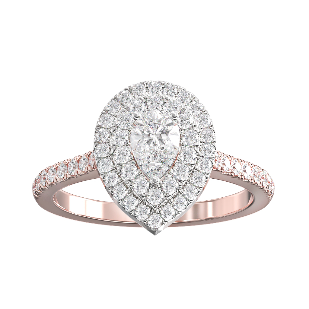 Pear Shape Diamond Double Halo Cluster ring 0.30ct centre 2 Pear Shape Diamond Double Halo Cluster ring 0.30ct centre - Image 2