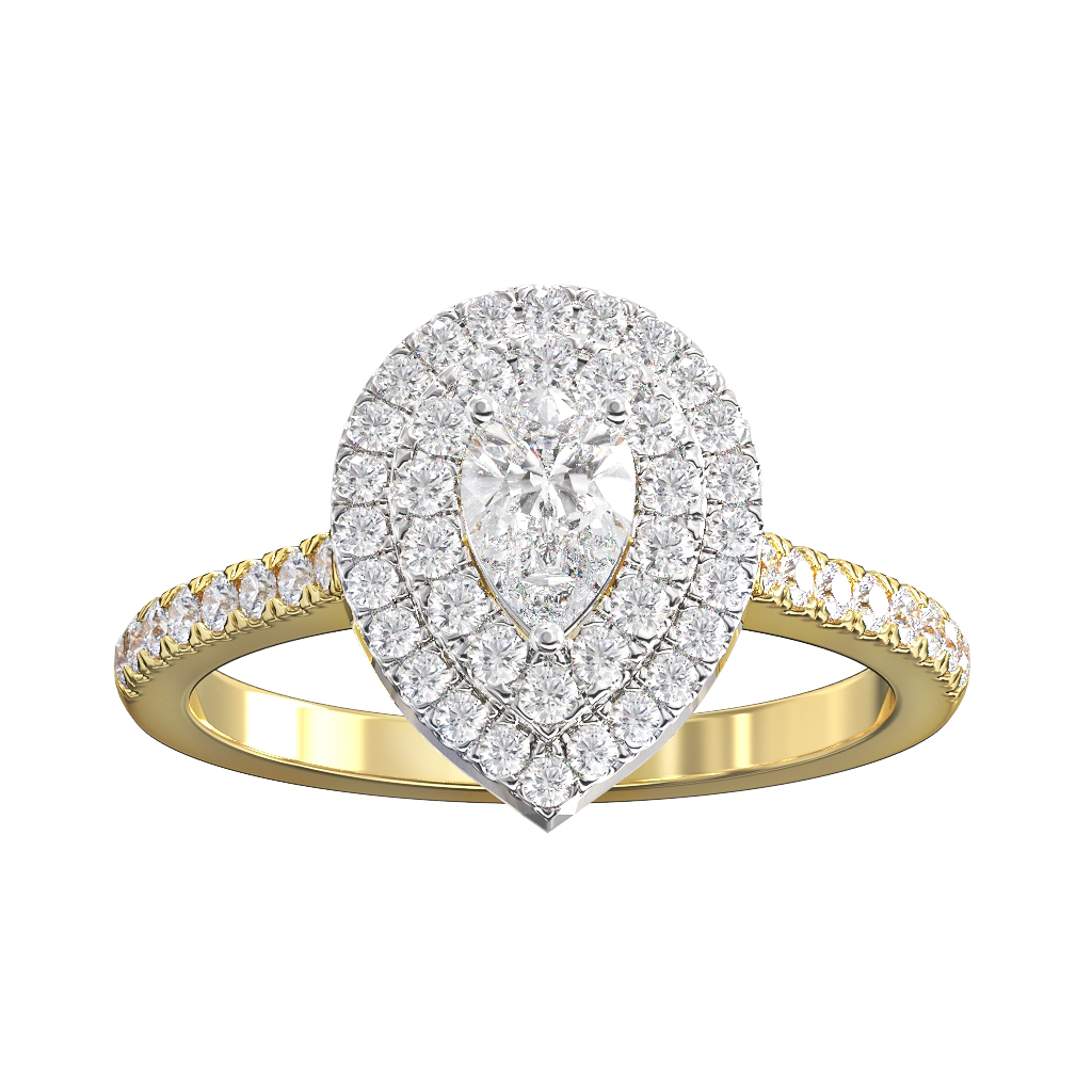 Pear Shape Diamond Double Halo Cluster ring 0.30ct centre 1 Pear Shape Diamond Double Halo Cluster ring 0.30ct centre
