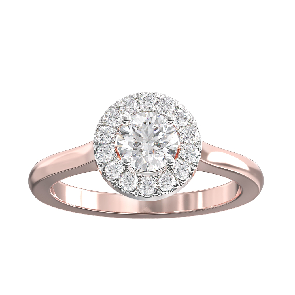 Single Halo Round Brilliant Cut ring 0.60ct 2 Single Halo Round Brilliant Cut ring 0.60ct - Image 2
