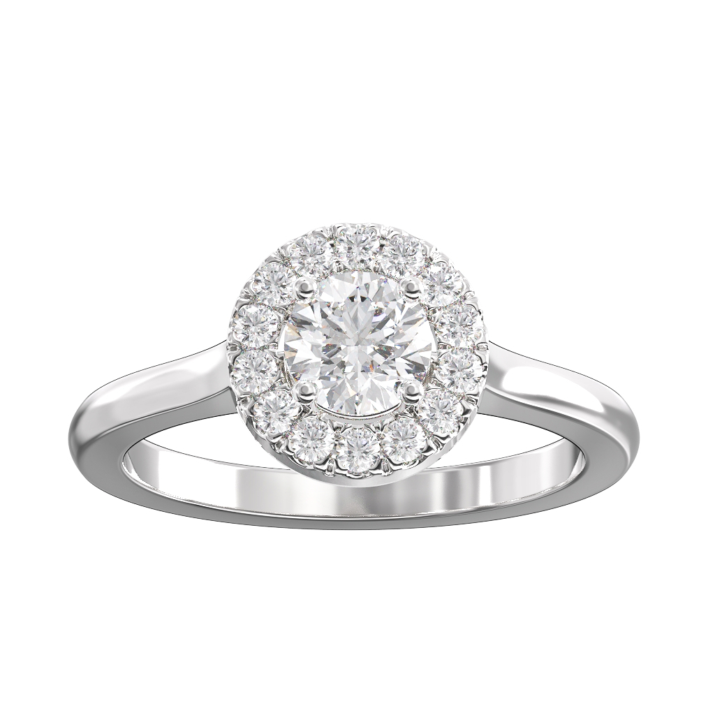Single Halo Round Brilliant Cut ring 0.60ct 3 Single Halo Round Brilliant Cut ring 0.60ct - Image 3