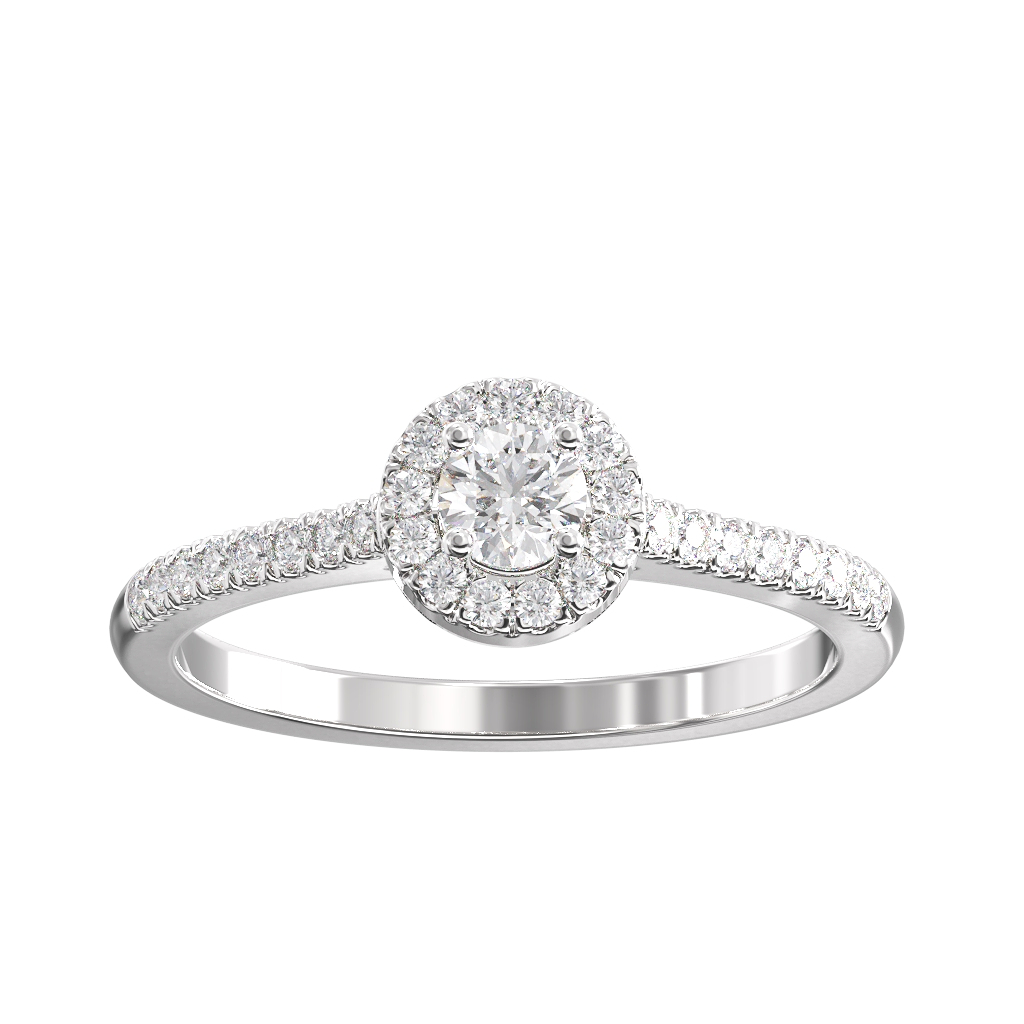 Round Brilliant Cut Diamond Halo Cluster ring 0.20ct centre 3 Round Brilliant Cut Diamond Halo Cluster ring 0.20ct centre - Image 3