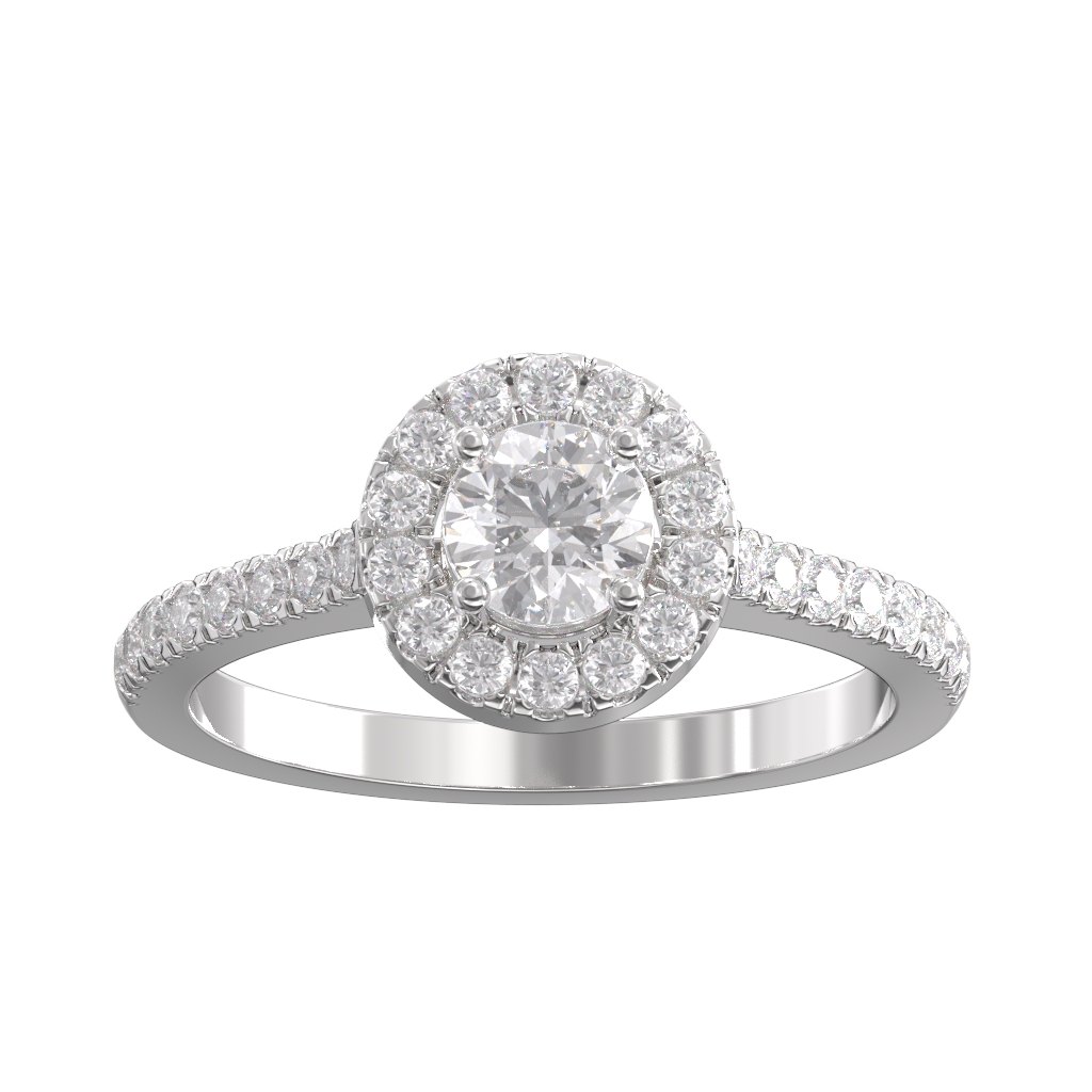 Round Brilliant Cut Diamond Halo Cluster ring 0.50ct centre 3 Round Brilliant Cut Diamond Halo Cluster ring 0.50ct centre - Image 3