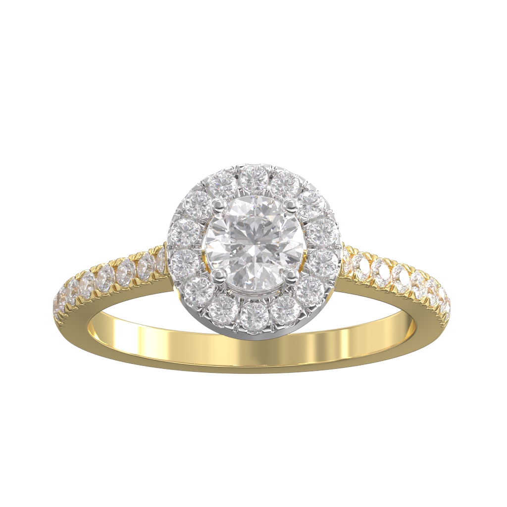Round Brilliant Cut Diamond Halo Cluster ring 0.50ct centre 1 Round Brilliant Cut Diamond Halo Cluster ring 0.50ct centre