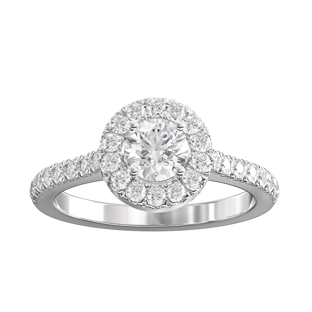 Round Brilliant Cut Diamond Halo Cluster ring 0.60ct centre 3 Round Brilliant Cut Diamond Halo Cluster ring 0.60ct centre - Image 3