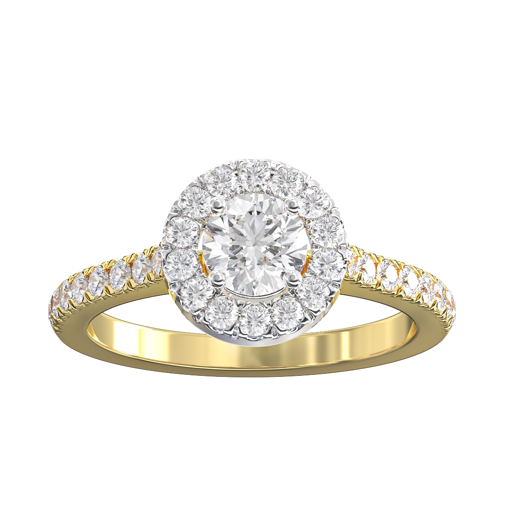 Round Brilliant Cut Diamond Halo Cluster ring 0.60ct centre 1 Round Brilliant Cut Diamond Halo Cluster ring 0.60ct centre