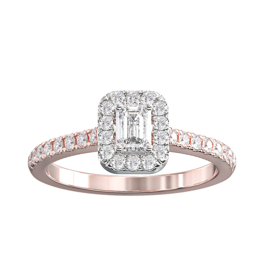 Emerald Cut Diamond Halo Cluster ring 0.30ct centre 2 Emerald Cut Diamond Halo Cluster ring 0.30ct centre - Image 2