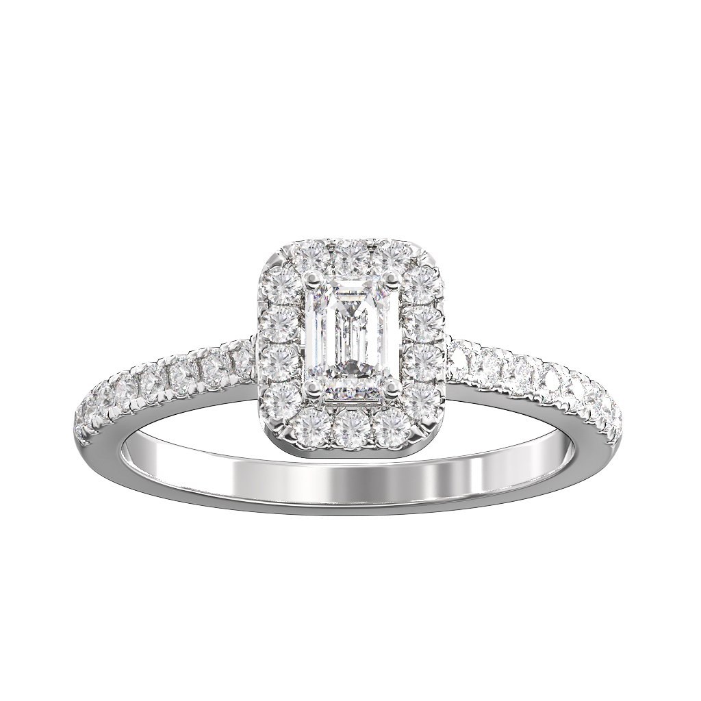 Emerald Cut Diamond Halo Cluster ring 0.30ct centre 3 Emerald Cut Diamond Halo Cluster ring 0.30ct centre - Image 3
