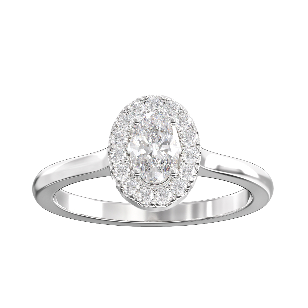 Single Halo Oval Cut Diamond ring 0.50ct 4 Single Halo Oval Cut Diamond ring 0.50ct - Image 4