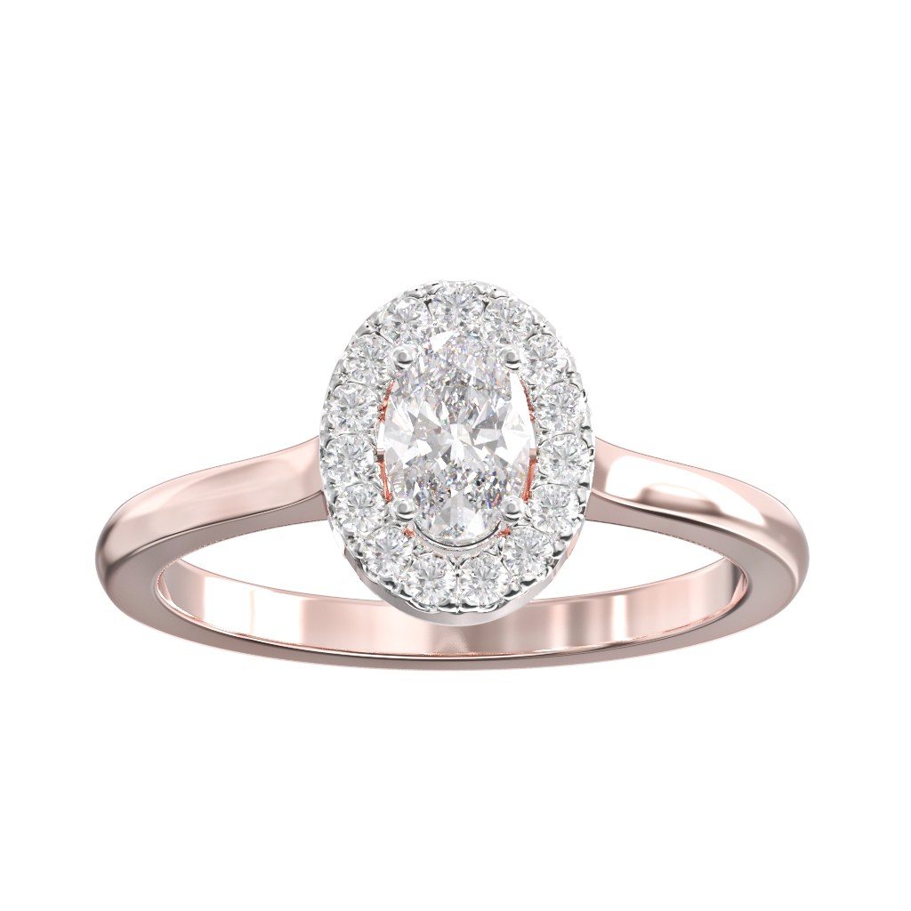 Single Halo Oval Cut Diamond ring 0.50ct 2 Single Halo Oval Cut Diamond ring 0.50ct - Image 2