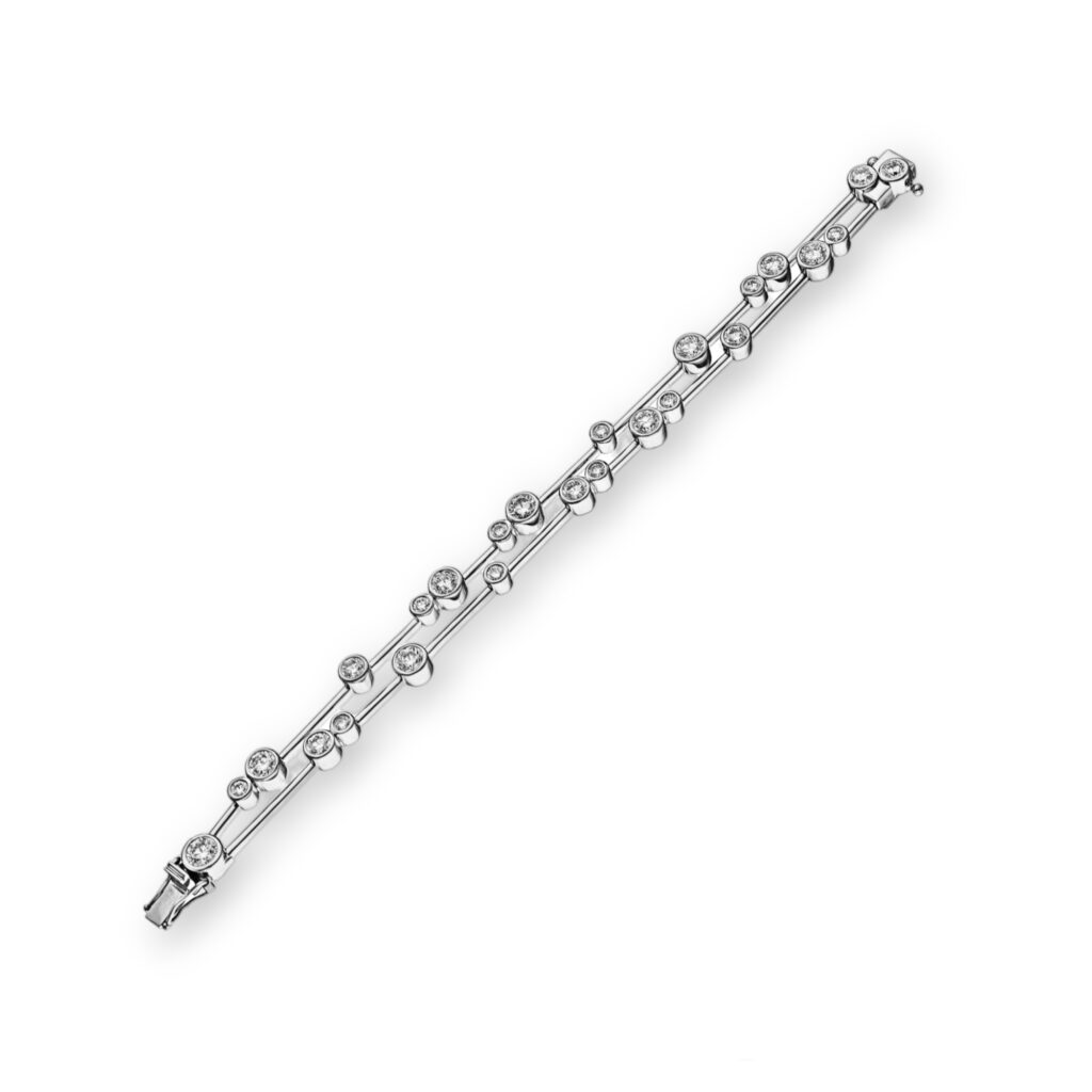 Rub-over Lab grown Diamond Double Row Dress Bracelet