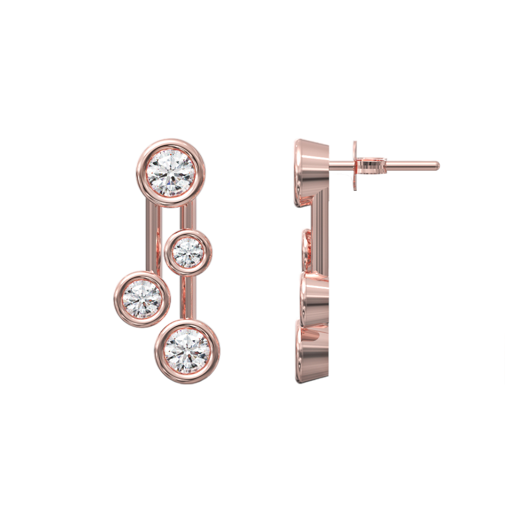 Diamond Dual Small Drop Earrings 2 Diamond Dual Small Drop Earrings - Image 2