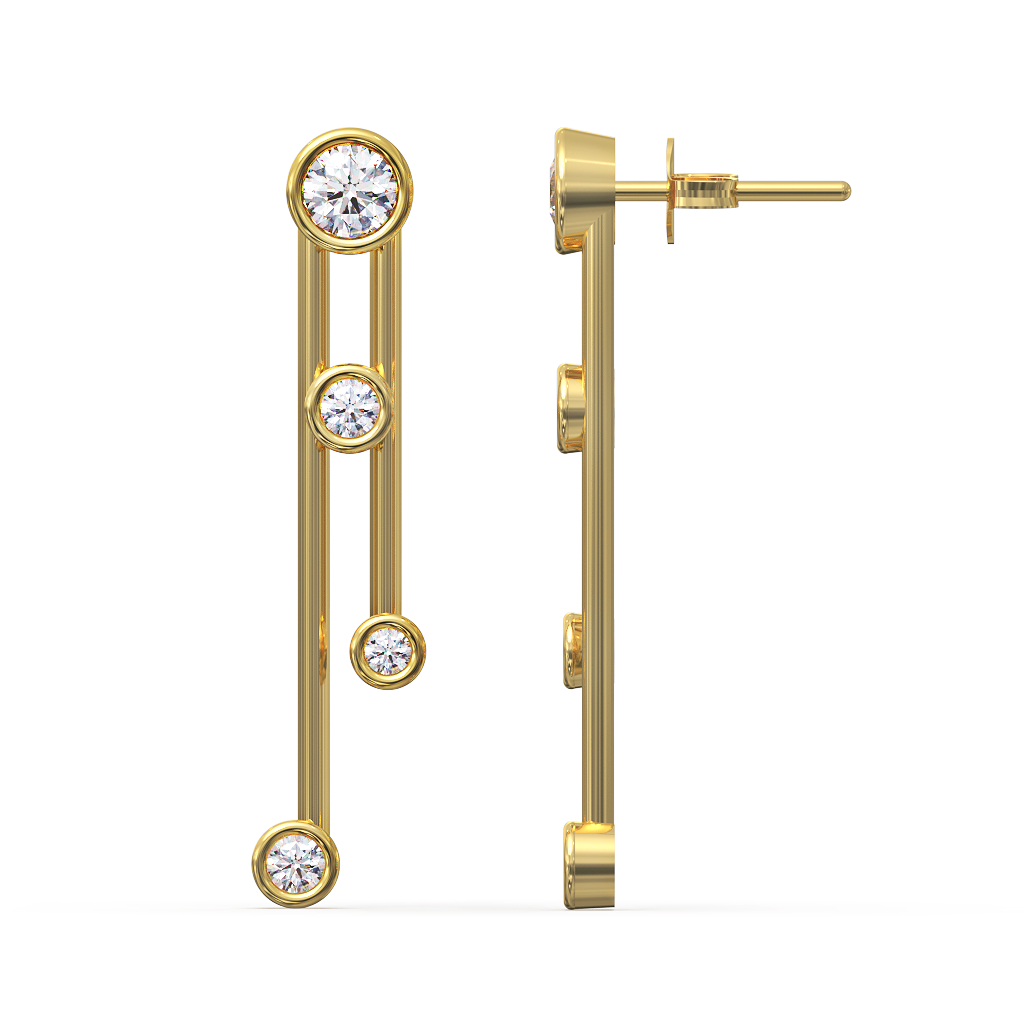 Diamond Dual Drop Earrings 4 Rub-over diamond drop earrings