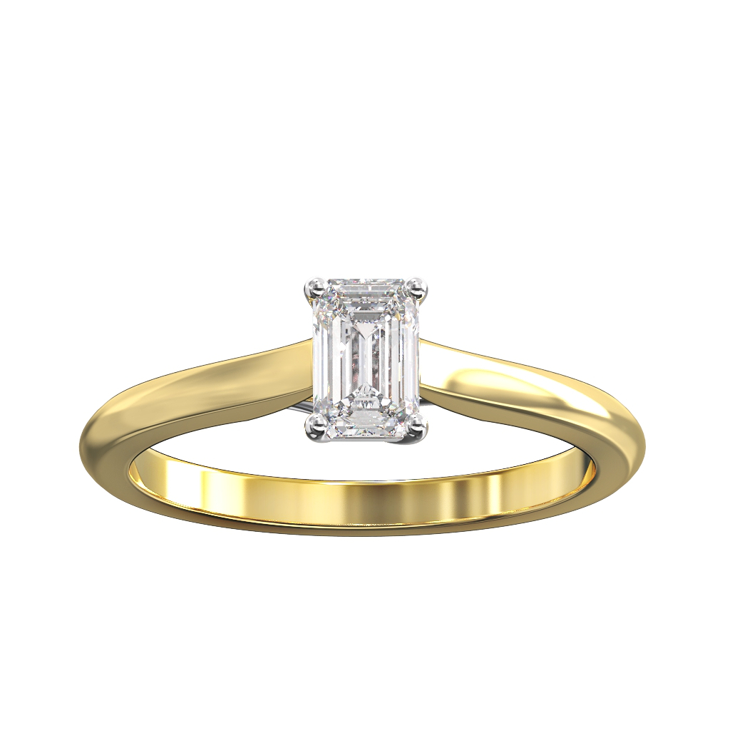 Emerald Cut Diamond Sweep set Solitaire 1 Emerald Cut Diamond Sweep set Solitaire