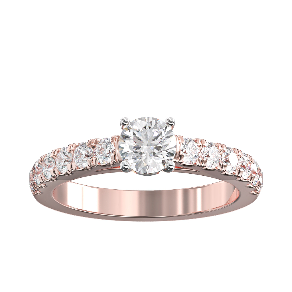 Brilliant Cut Diamond Ring with cut down Diamond Shoulders 2 Brilliant Cut Diamond Ring with cut down Diamond Shoulders - Image 2