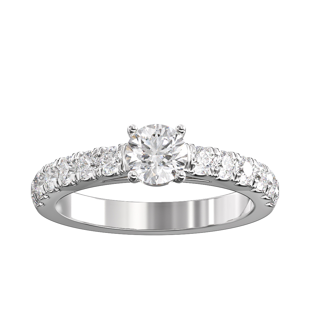 Brilliant Cut Diamond Ring with cut down Diamond Shoulders 3 Brilliant Cut Diamond Ring with cut down Diamond Shoulders - Image 3