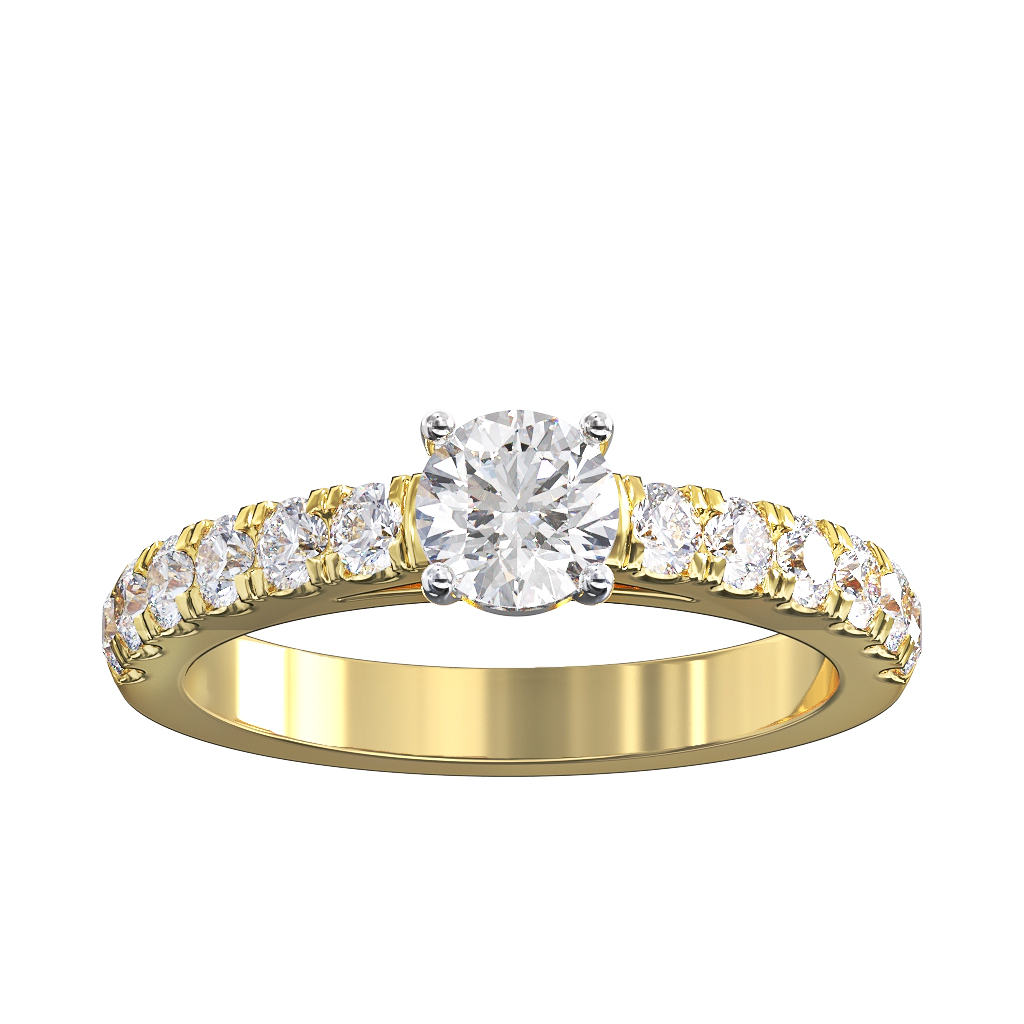 Brilliant Cut Diamond Ring with cut down Diamond Shoulders 1 Brilliant Cut Diamond Ring with cut down Diamond Shoulders