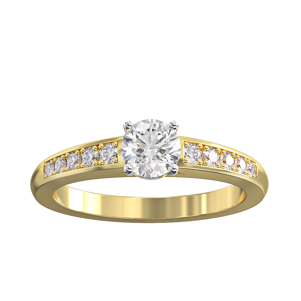 Round Brilliant Cut Diamond Ring with Graduated Pave Shoulders 1 engagement ring