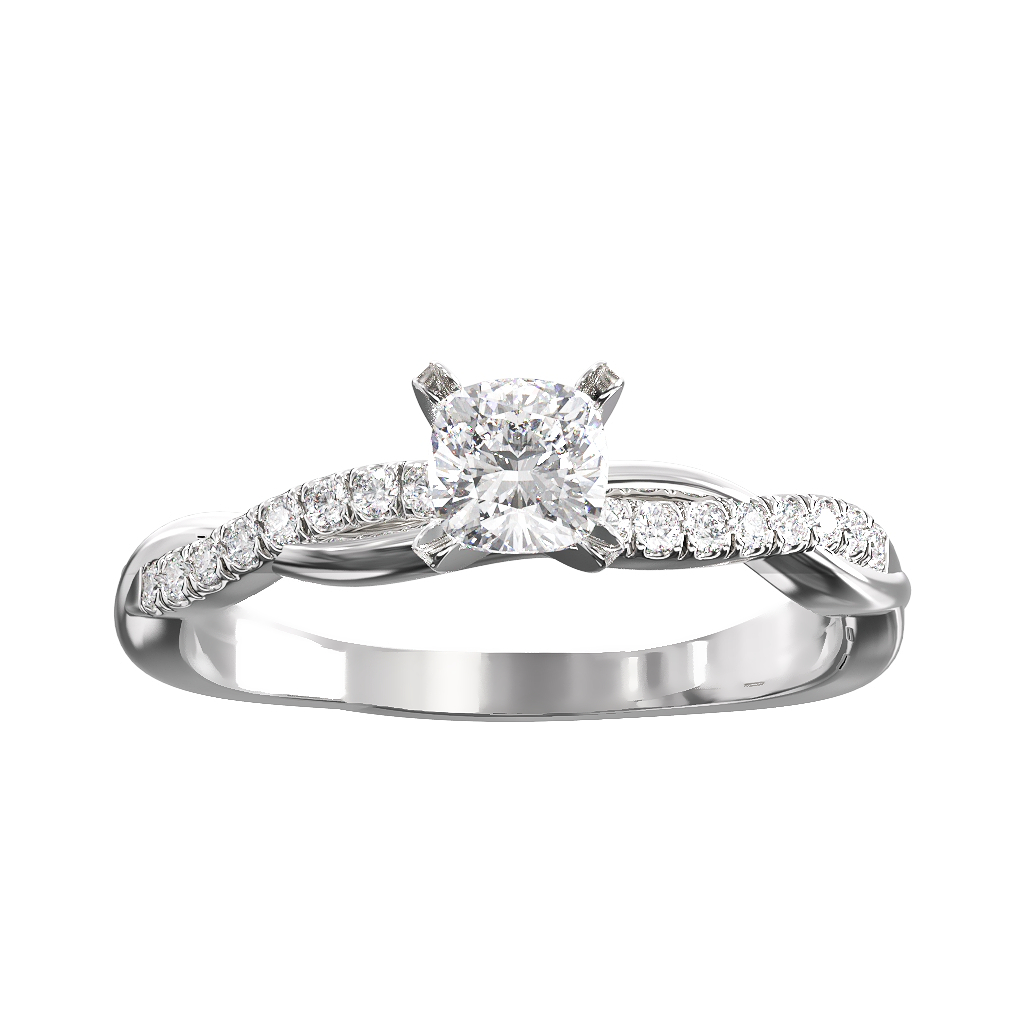 Cushion Cut Diamond Twist shoulders ring 4 Cushion Cut Diamond Twist shoulders ring - Image 4