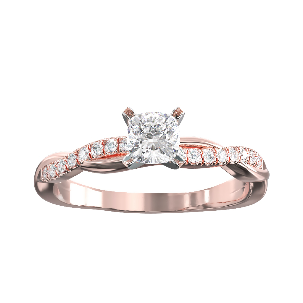 Cushion Cut Diamond Twist shoulders ring 2 Cushion Cut Diamond Twist shoulders ring - Image 2