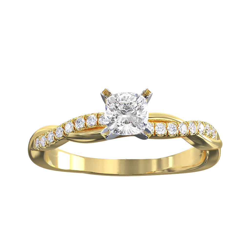 Cushion Cut Diamond Twist shoulders ring 1 Cushion Cut Diamond Twist shoulders ring