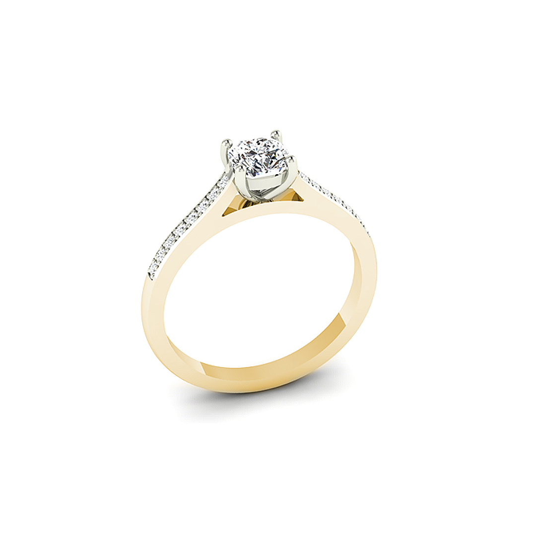 Cushion Cut Diamond Ring with Pave Shoulders 6 Cushion Cut Diamond Ring with Pave Shoulders - Image 6